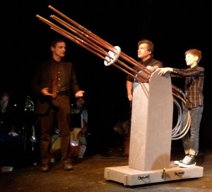 L. to R. Simon (Scott Klavan), Wilhelm Reich (Andrew J. Langton), and Peter Reich (Sammy Bravo).